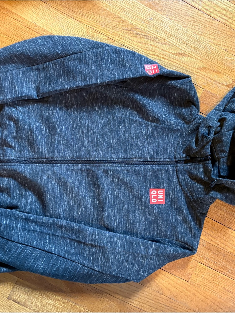 Uniqlo Dark Heather Gray Tech Fleece Tracksuit with Red Logo Patches - Picture 6 of 10